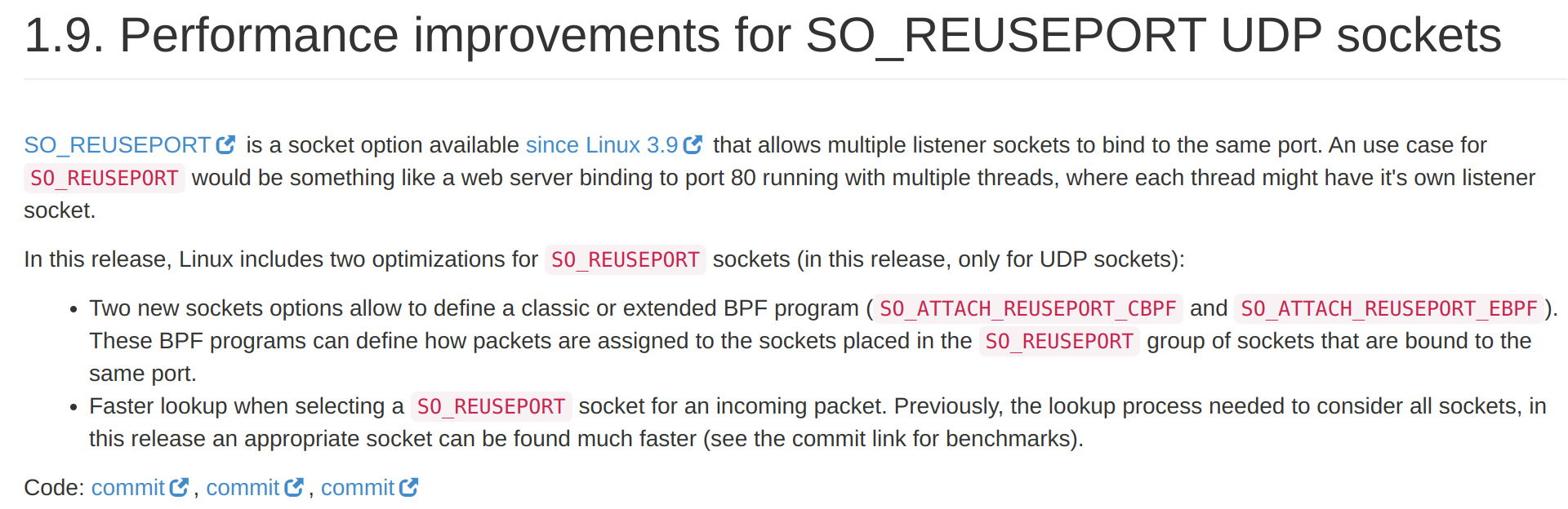 Figure 4 — The report from kernelnewbies.org on the linux kernel speedup to SO_REUSEPORT.